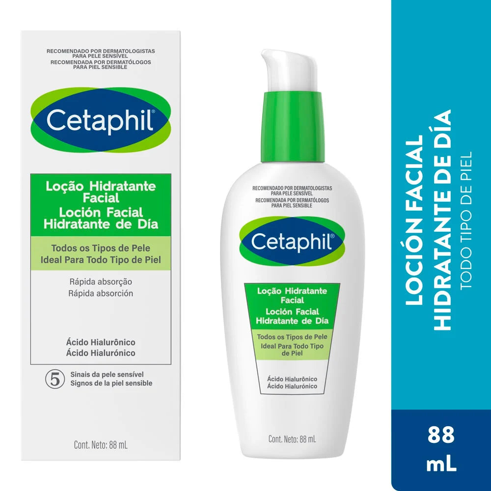 Cetaphil - Loción facial hidratante de día con ácido hialurónico (88 mL) - Aropharma