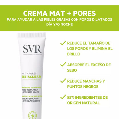 SVR - SEBIACLEAR  mat + pores crema seborreguladora anti-poros 40ml