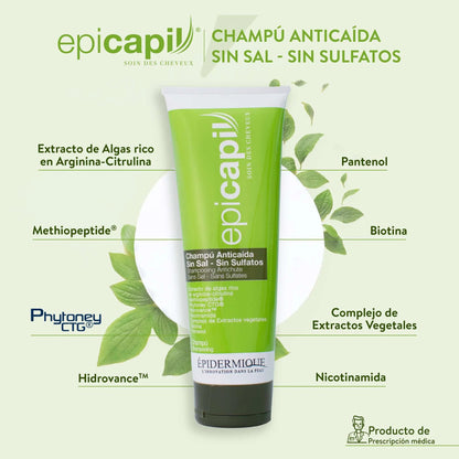 Epidermique - Epicapil Champú anticaída sin sal – sin sulfatos