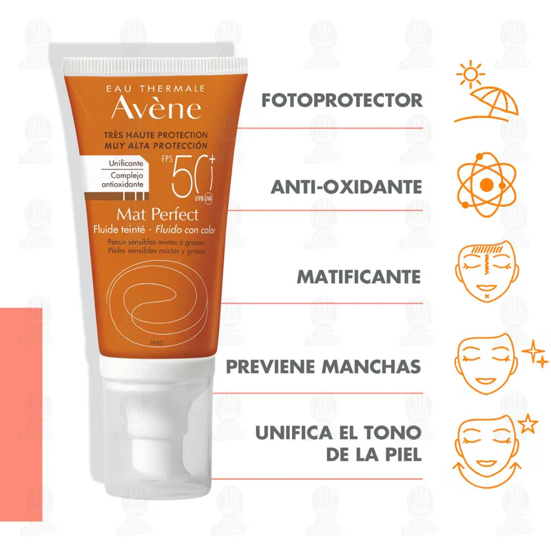Avène - Protector Solar Eau Thermale Avène - Mat Perfect Fluido con color